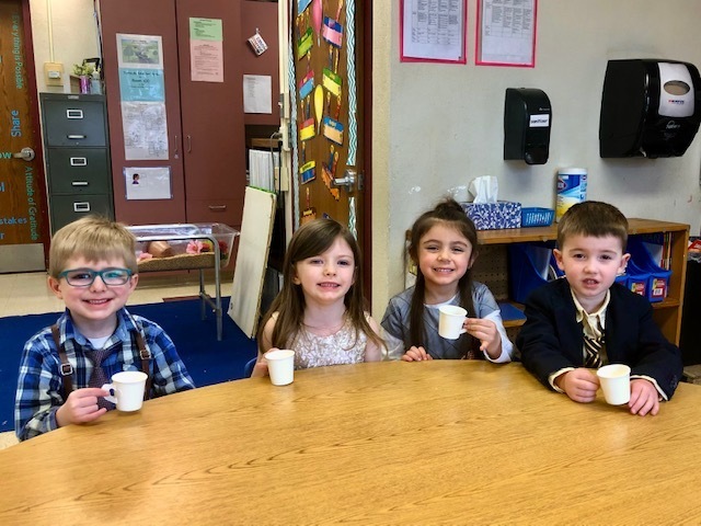 The preschoolers enjoyed dressing up for a tea party during the letter Tt week. 
