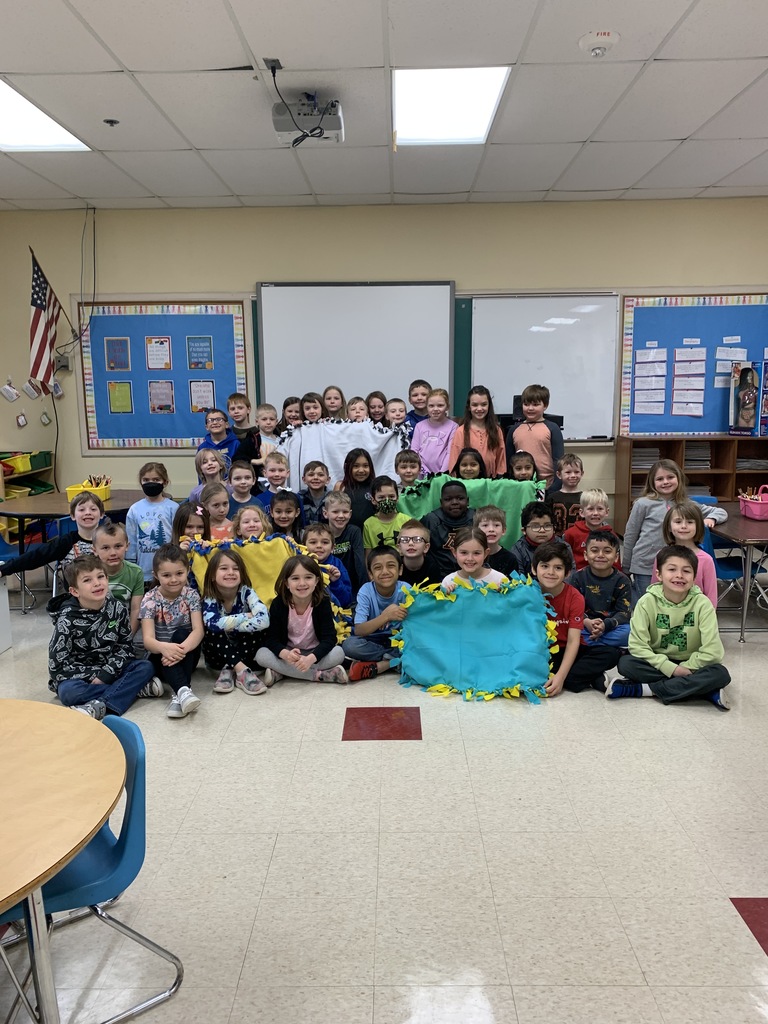 First graders made tie blankets to donate as prizes at the upcoming PTO Fun Night on April 29!