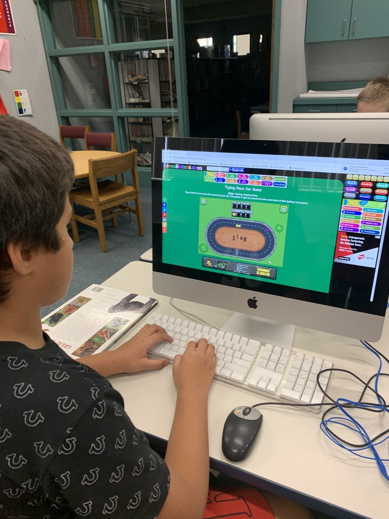 2nd and 3rd graders learned about the home row and began practicing keyboarding skills. No pecking allowed! Students were impressed on how quickly they remembered where the letters are when they really focused on keeping fingers over the home row.