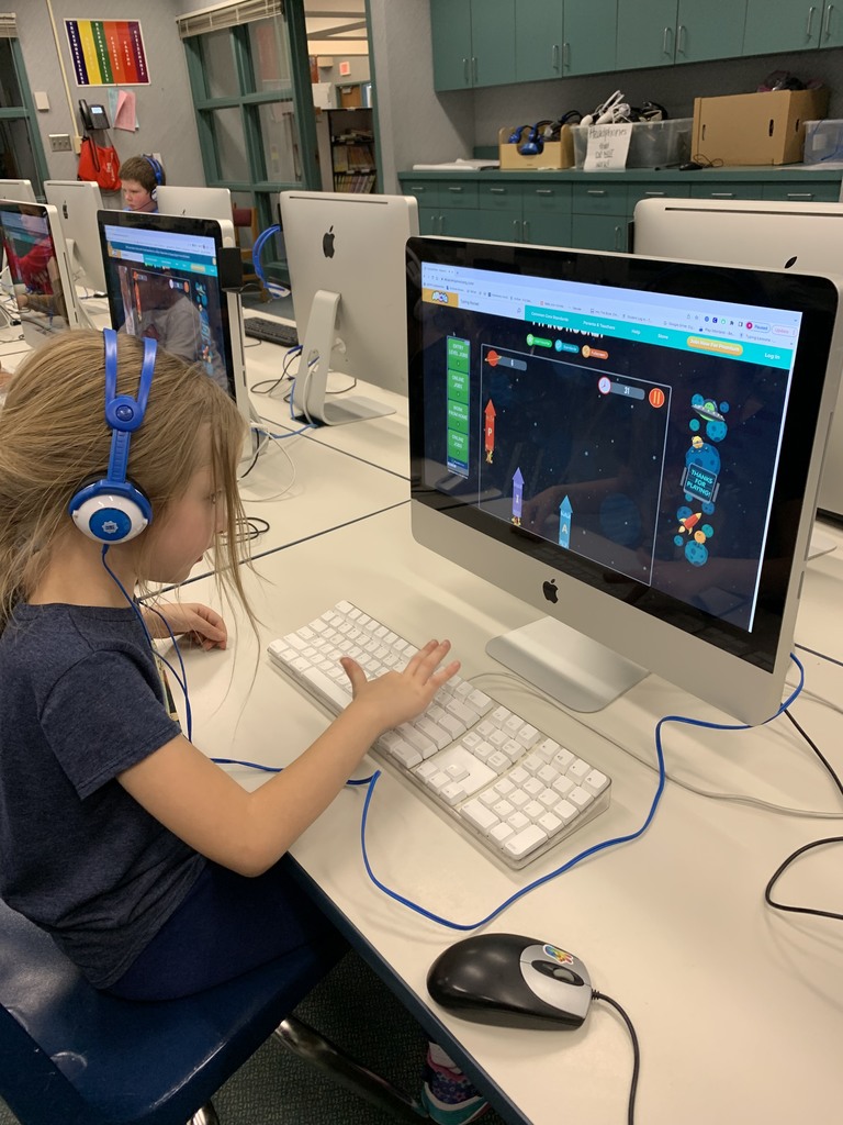First graders at Park are getting to know the keyboard. This week we played Typing Rockets to see if we could find the keys on the keyboard.
