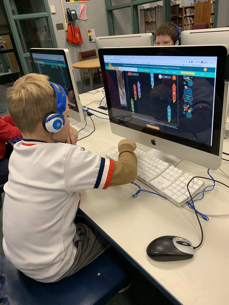 First graders at Park are getting to know the keyboard. This week we played Typing Rockets to see if we could find the keys on the keyboard.