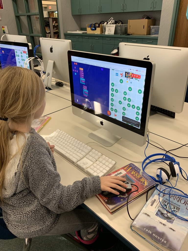 This week Park students were coding to help the elves get to the presents. They created sequences and loops to run the program. 