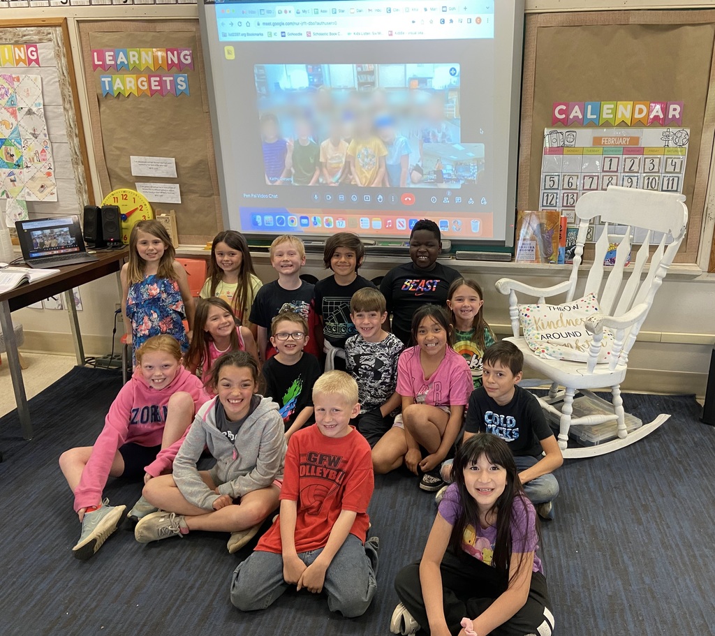 Ms. Martin's class had been writing their pen pals back and forth all year long and finally got to meet them on Google Meet yesterday! Each student got to know a new friend from New Prague who was also in 2nd Grade. They had so much fun putting a face to the name! They ended with a rock paper scissors tournament against them. #LSHPride