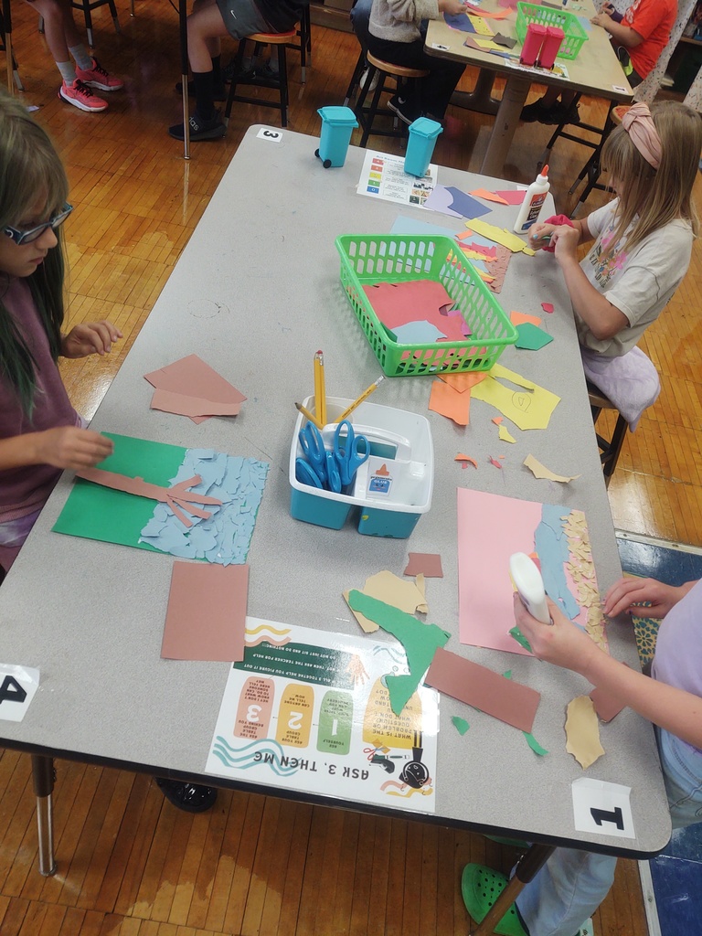 4th grade Powell+Dish  Collages building up torn paper to express a personal idea or memory.  Theme: A wonderful place to be